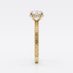 Vintage Inspired Regal Bloom Round Diamond Hidden Halo Ring