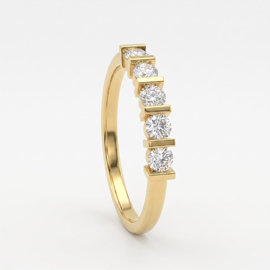 Modern Luxury five-stone round diamond Eternity Ring