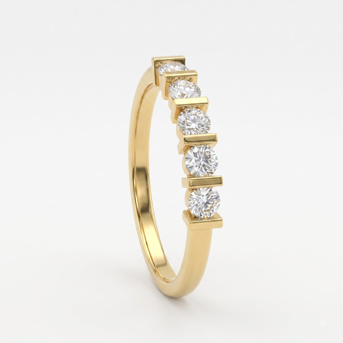 Modern Luxury five-stone round diamond Eternity Ring