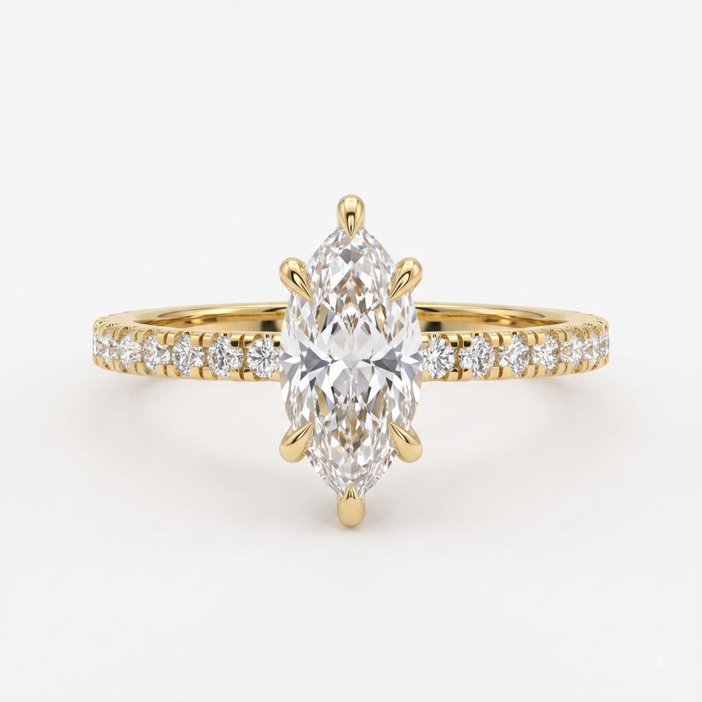 Modern Marquise Cut Lab Grown Diamond Engagement Ring