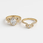 The Celestine Bloom Oval Diamond Bridal Set Vintage Ring