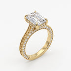 The Élanora Vintage Emerald Diamond Hidden Halo Ring