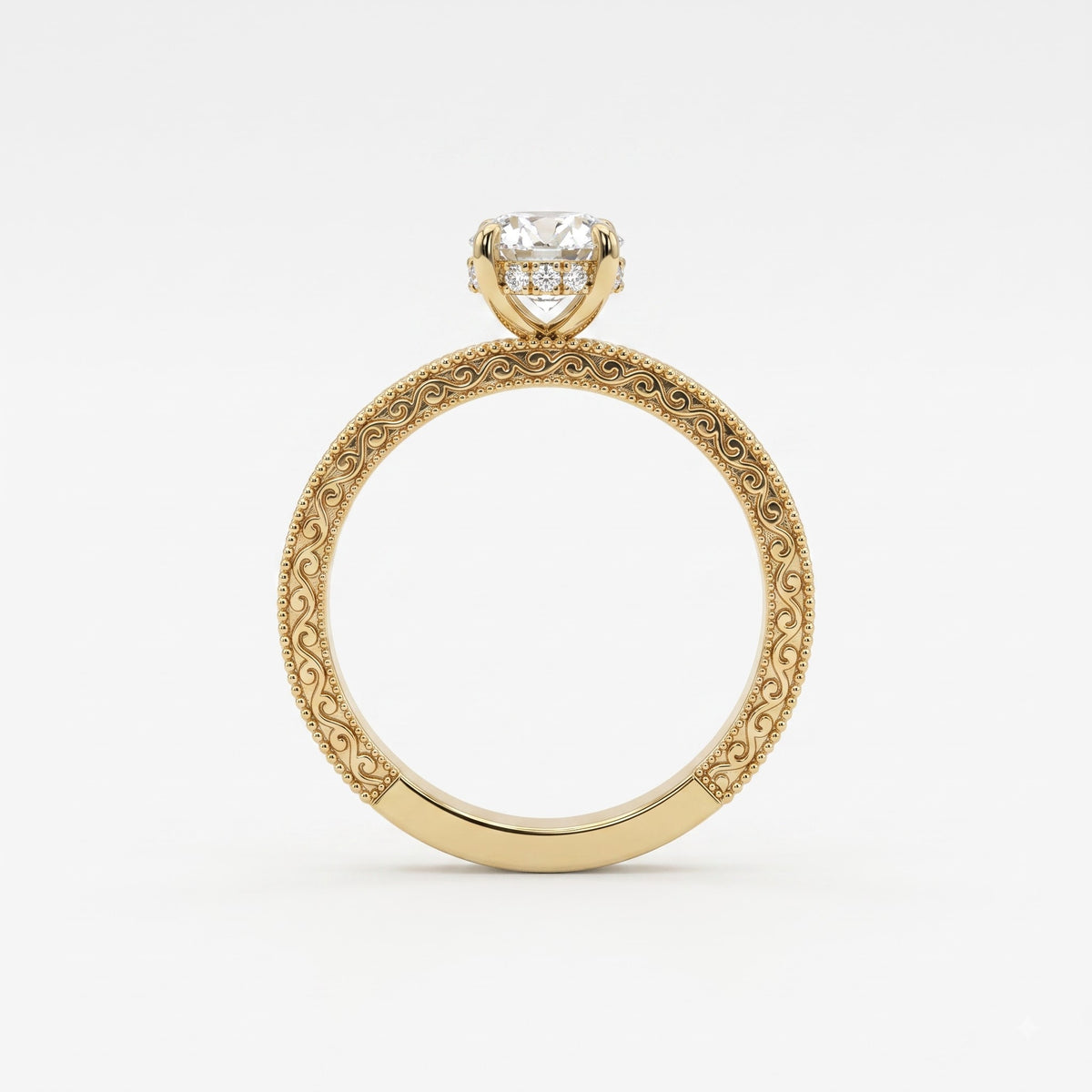 Élan Royale Pear-Cut Vintage Filigree Hidden Halo Ring