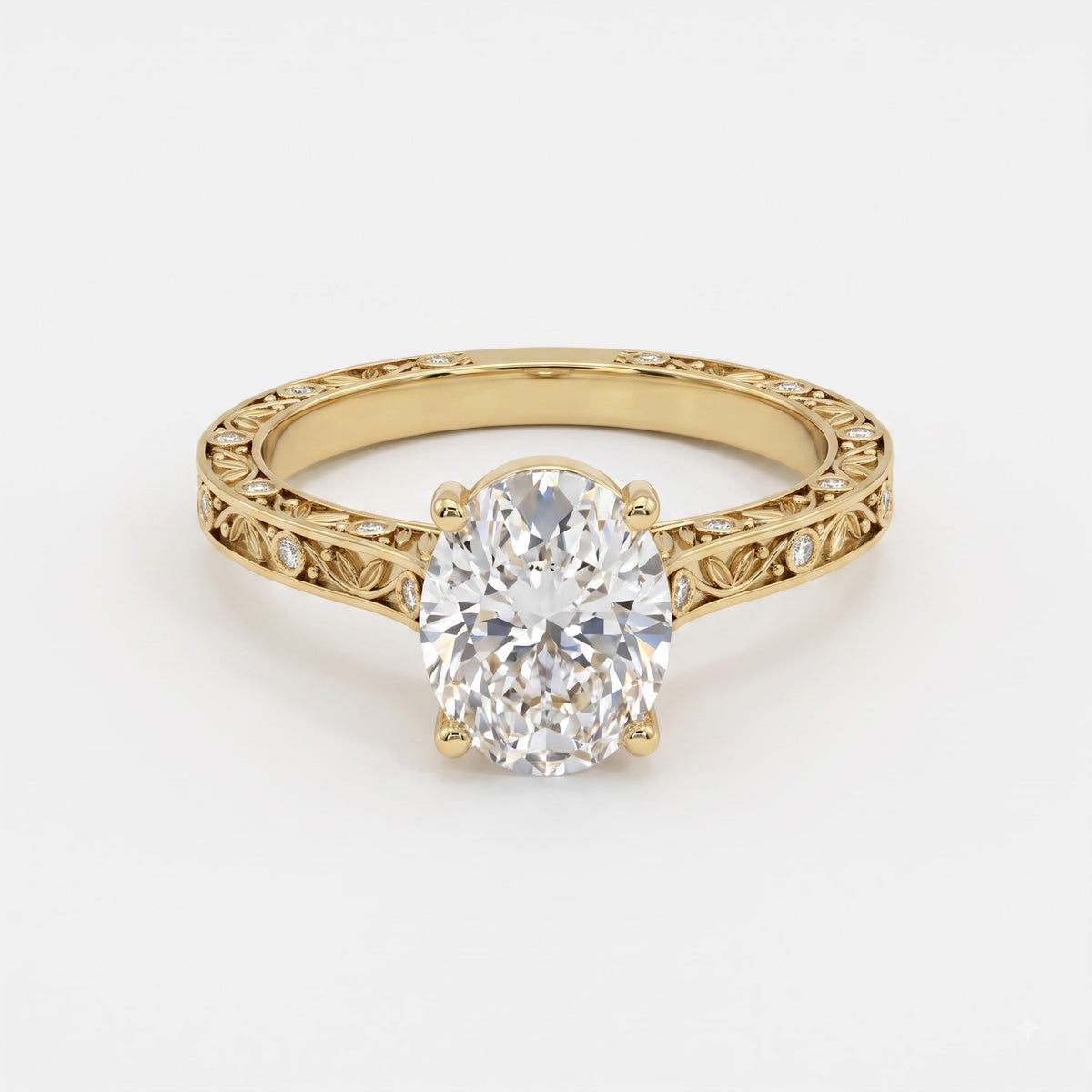 Aurelia Élan Oval Diamond Filigree Vintage Ring