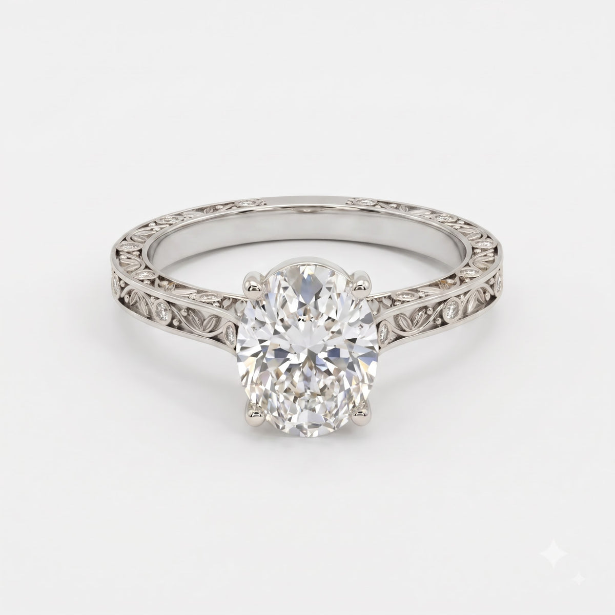 Aurelia Élan Oval Diamond Filigree Vintage Ring