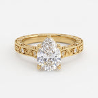 Aurelia Fleur Floral Pear Diamond Vintage Ring
