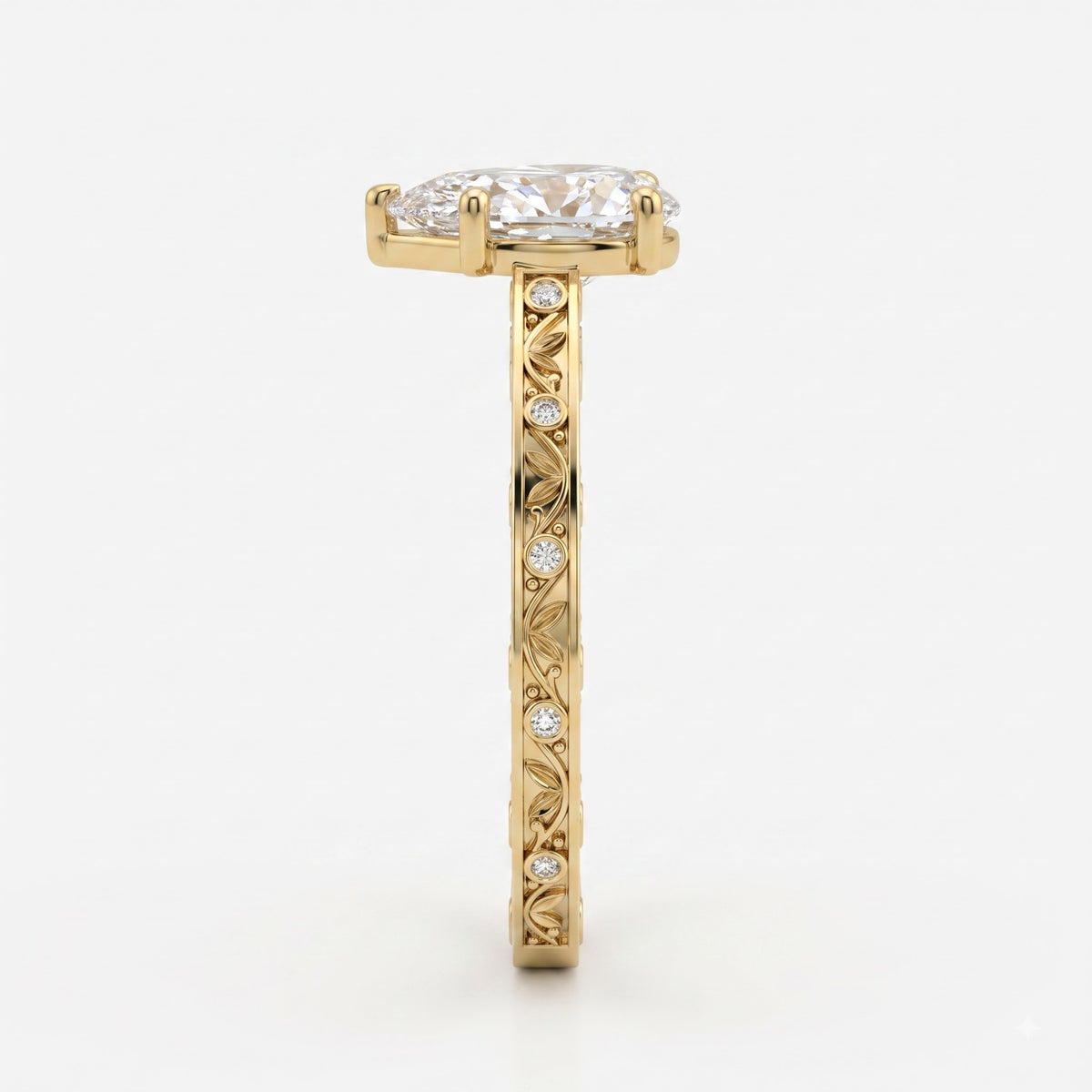 Aurelia Fleur Floral Pear Diamond Vintage Ring