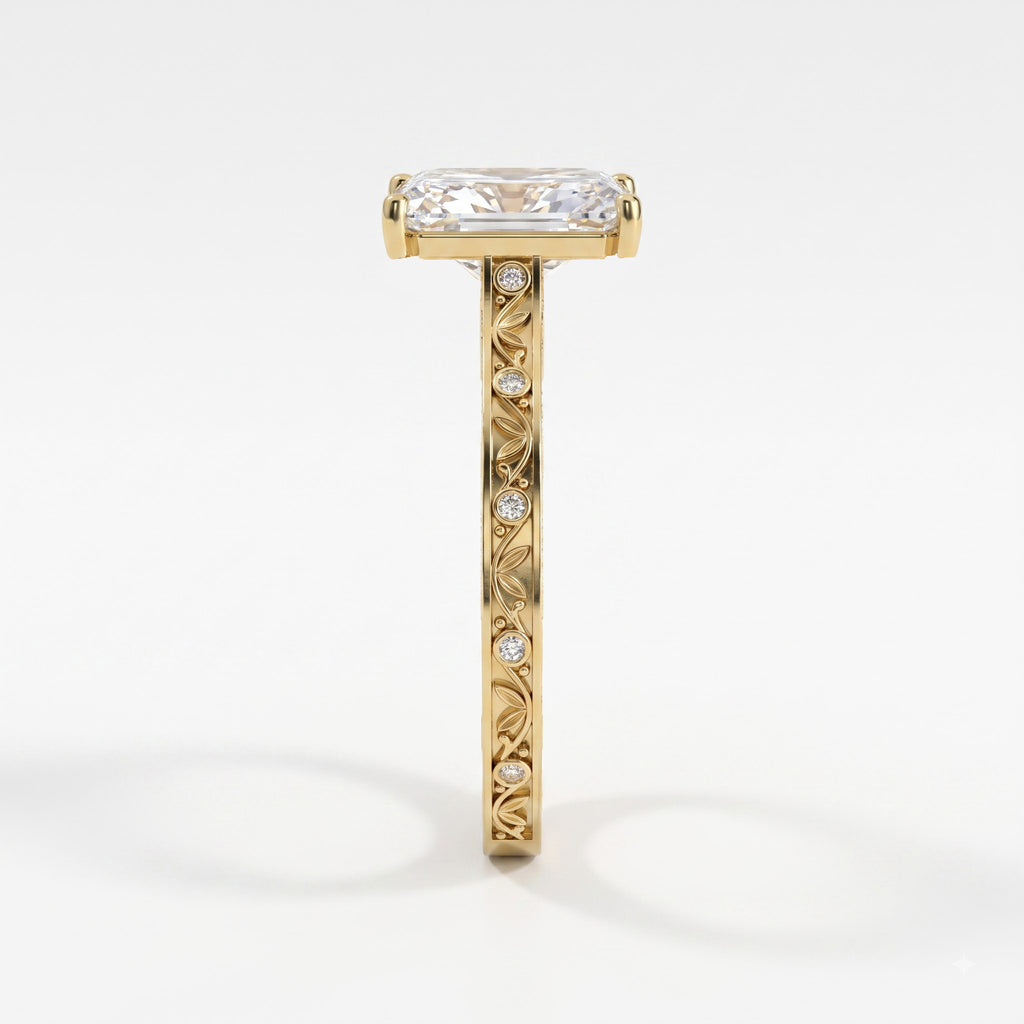 Élan Aurelia Fleur Long Cushion Diamond Vintage Ring