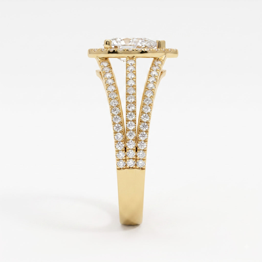 Élan Pear Diamond Sculptural Side Stone Ring