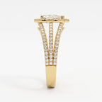 Élan Pear Diamond Sculptural Side Stone Ring