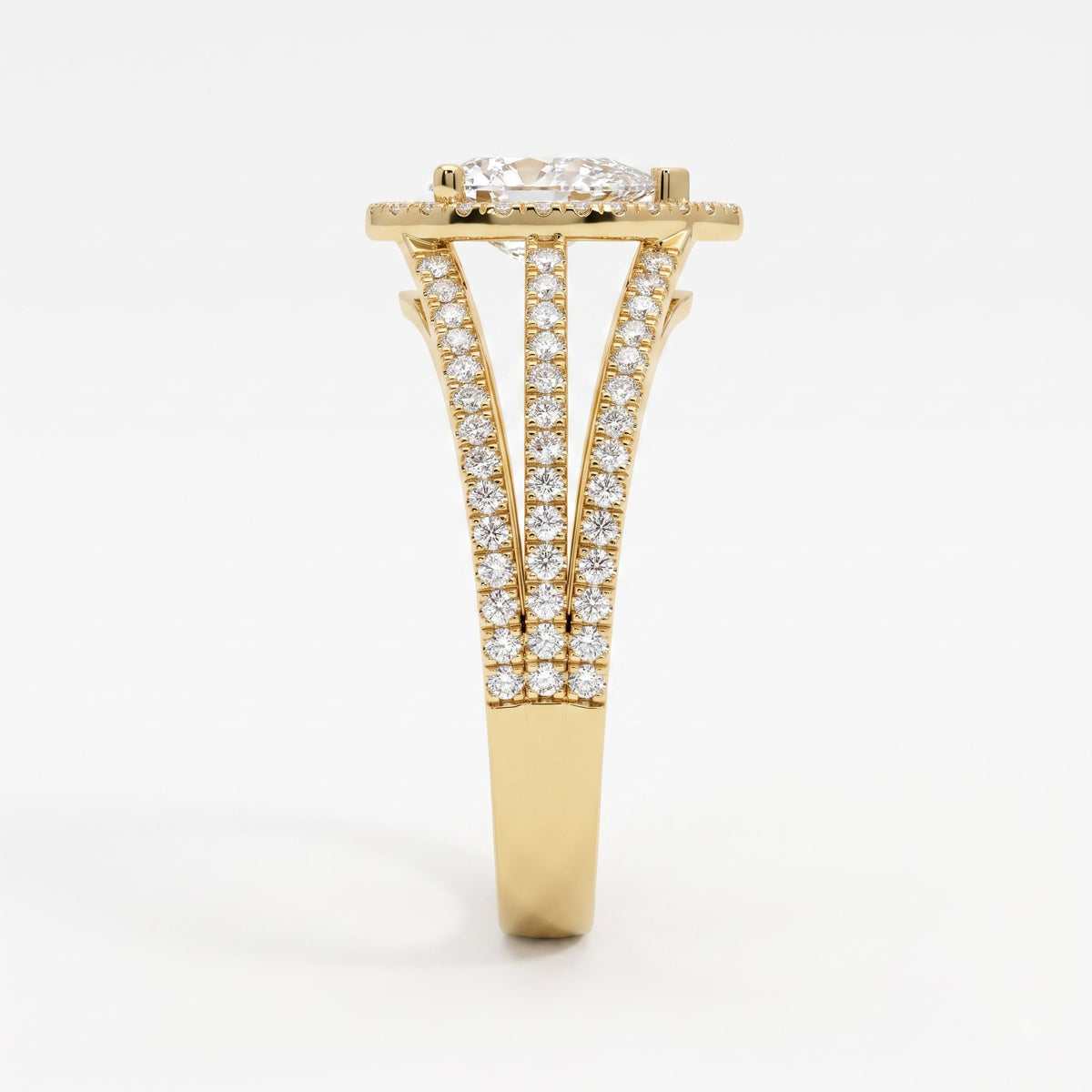 Élan Pear Diamond Sculptural Side Stone Ring