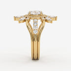 Celestia Bloom Oval Diamond Floral Sunburst Vintage Ring