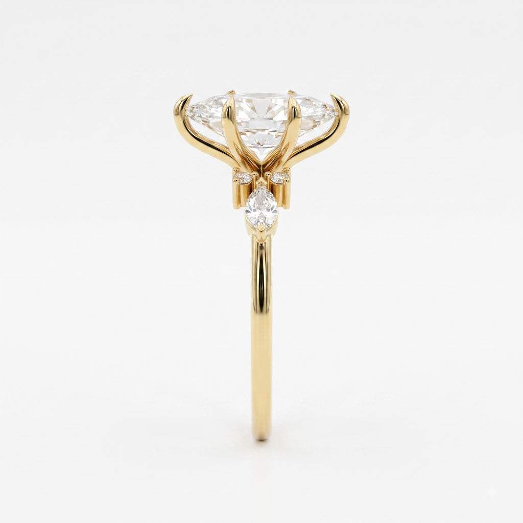 Celestia Aurelia Luxe Marquise Cut Diamond Side Stone Ring