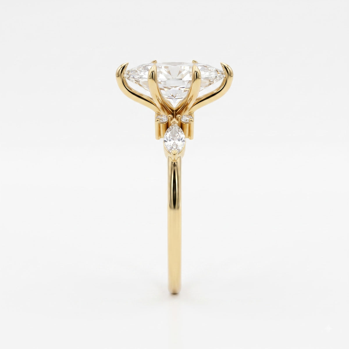 Celestia Aurelia Luxe Marquise Cut Diamond Side Stone Ring