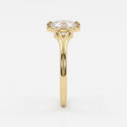 Lumière Bezel Split-Shank Long Cushion Diamond Side Stone Ring