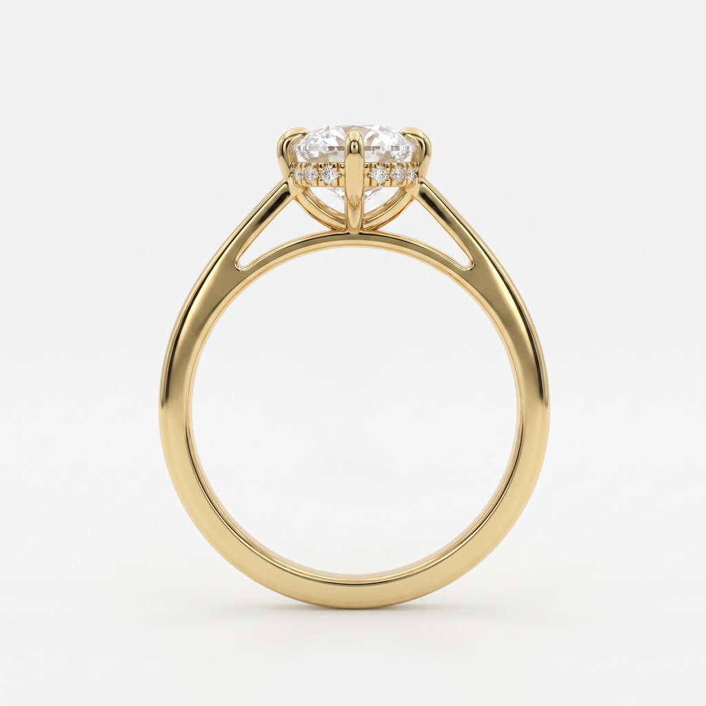 Modern Elongated Long Cushion Diamond Hidden Halo Ring