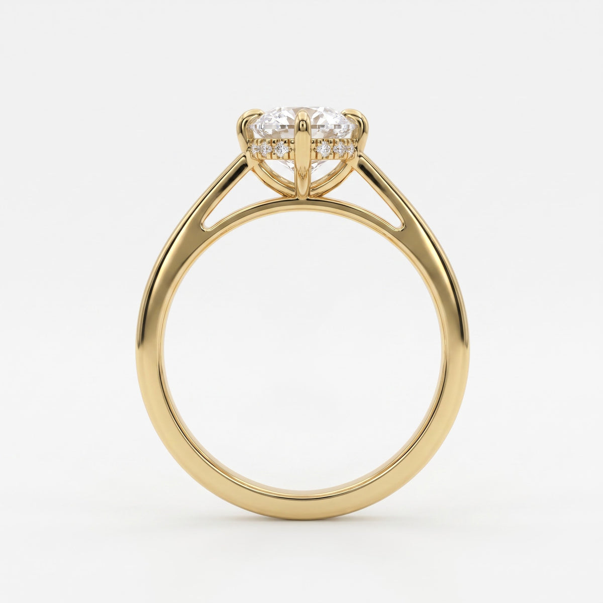 Modern Elongated Long Cushion Diamond Hidden Halo Ring