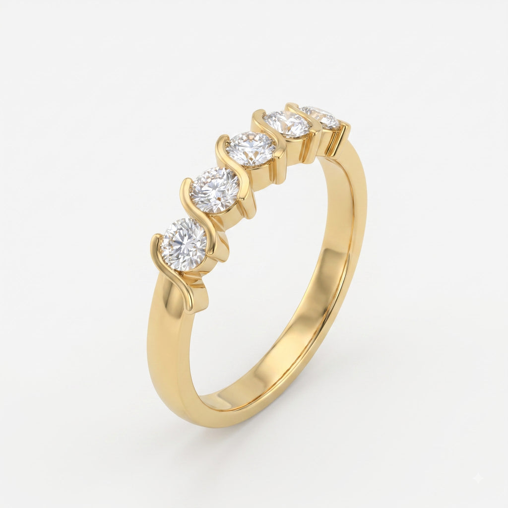 Modern Round Diamond Wave Setting Eternity Ring