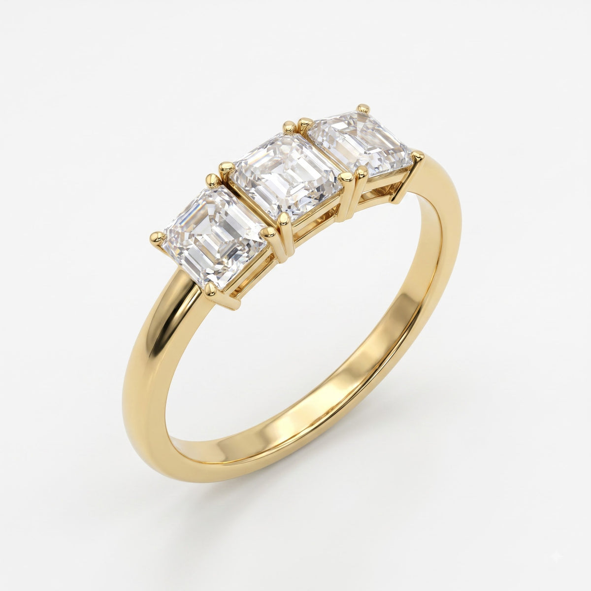 Modern Luxury three matching Ascher-cut diamonds Eternity Ring