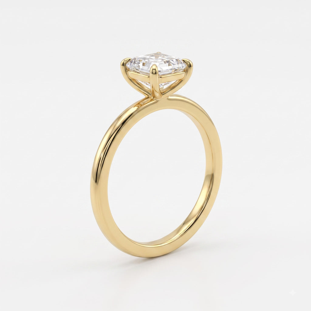 Aurelia Asscher Cut Diamond Solitaire Engagement Ring