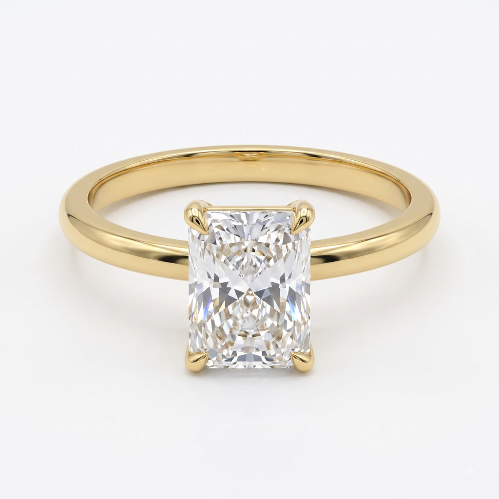 Modern Radiant-cut diamond solitaire Engagement ring