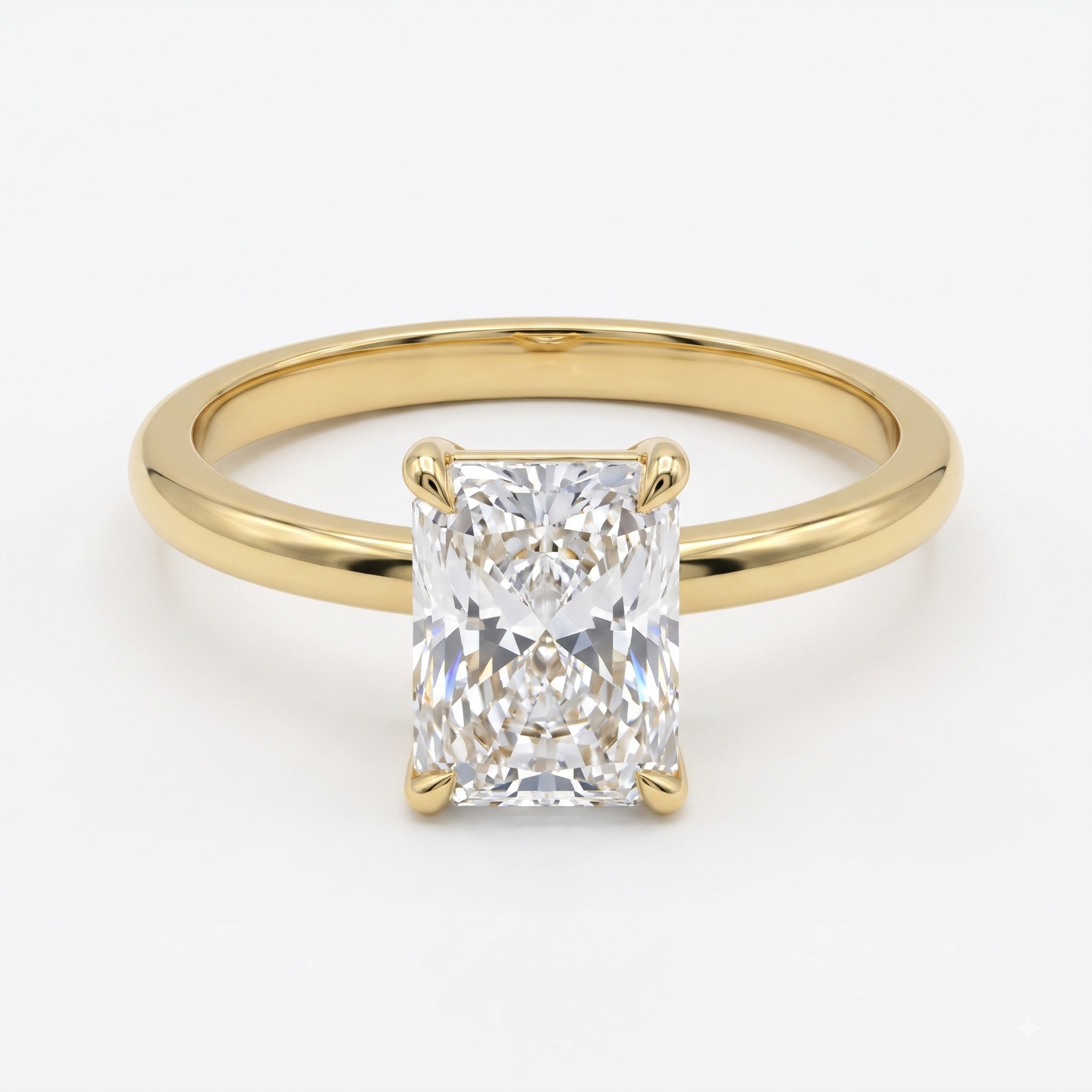 Modern Radiant-cut diamond solitaire Engagement ring