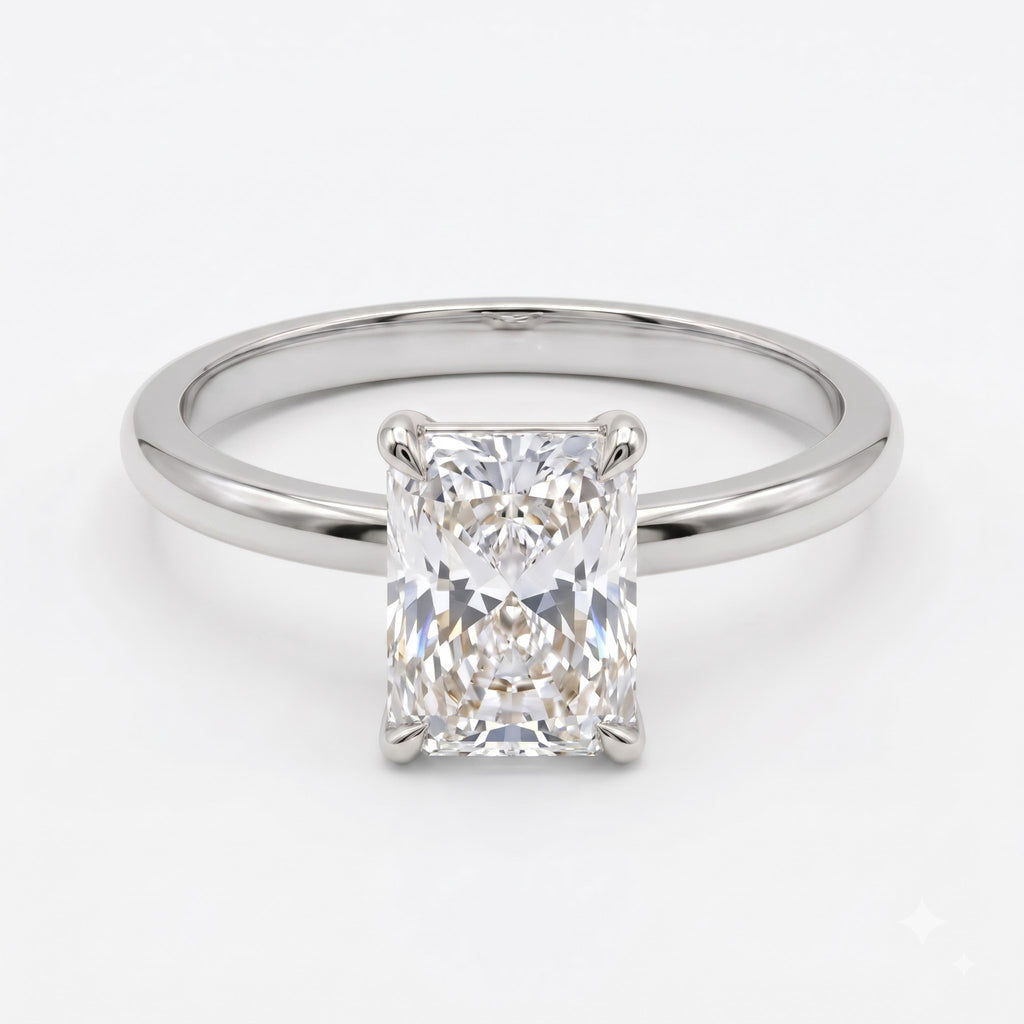 Modern Radiant-cut diamond solitaire Engagement ring