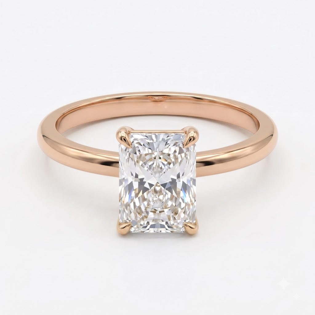 Modern Radiant-cut diamond solitaire Engagement ring
