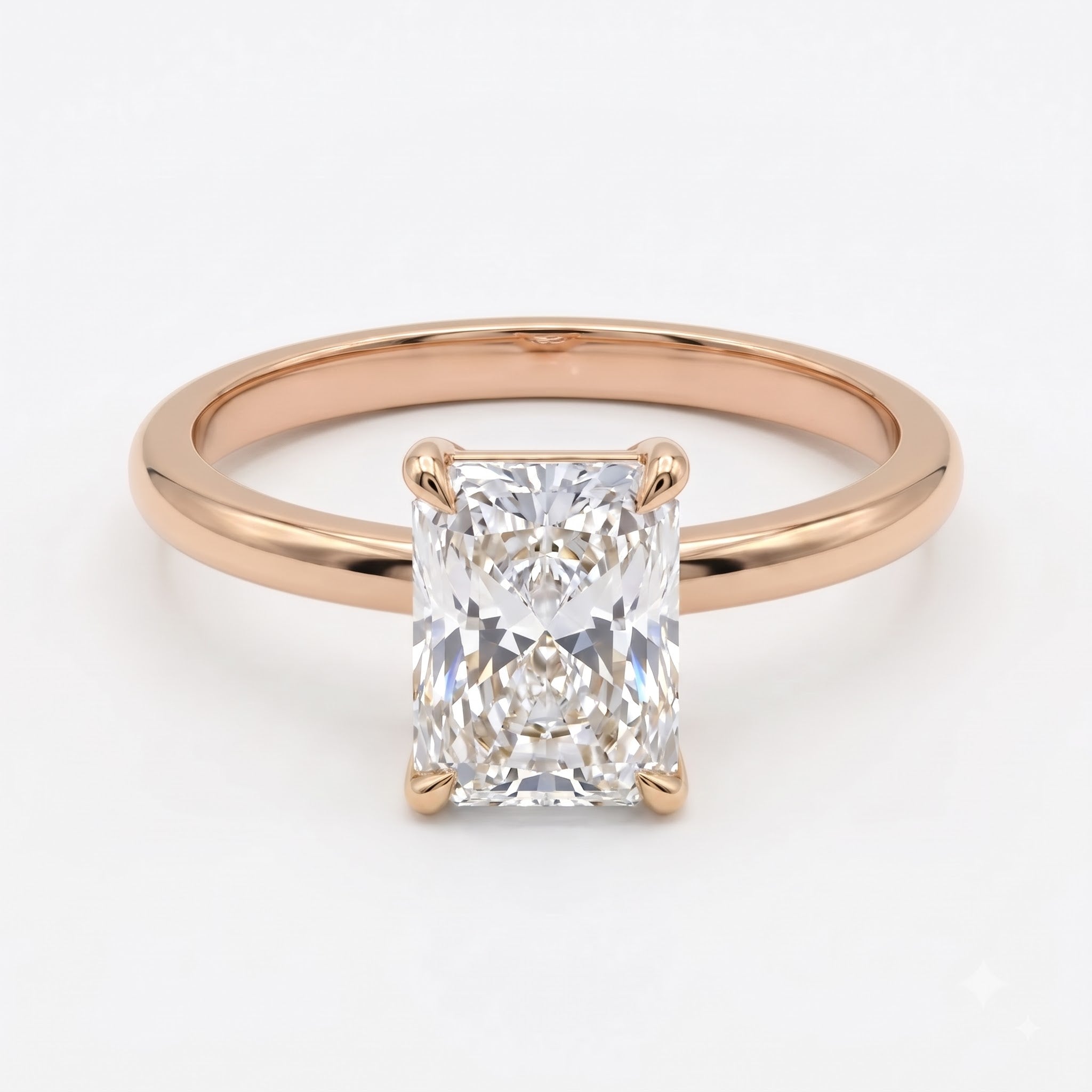 Modern Radiant-cut diamond solitaire Engagement ring