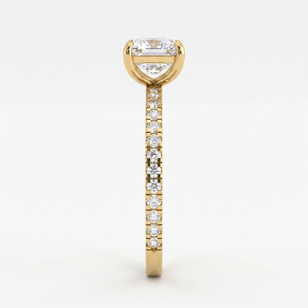 Modern Ascher Cut Lab Diamond Solitaire Engagement Ring