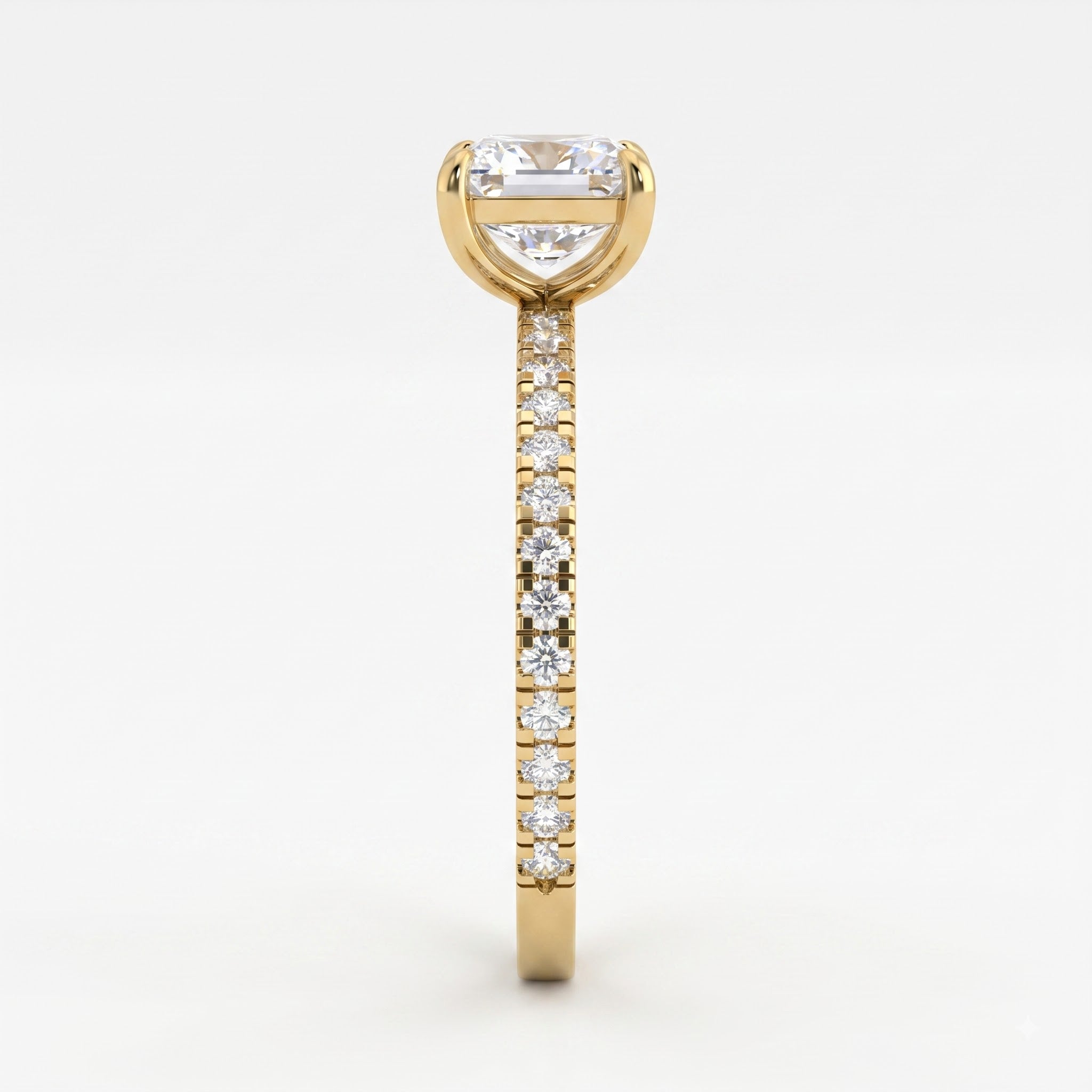 Modern Ascher Cut Lab Diamond Solitaire Engagement Ring