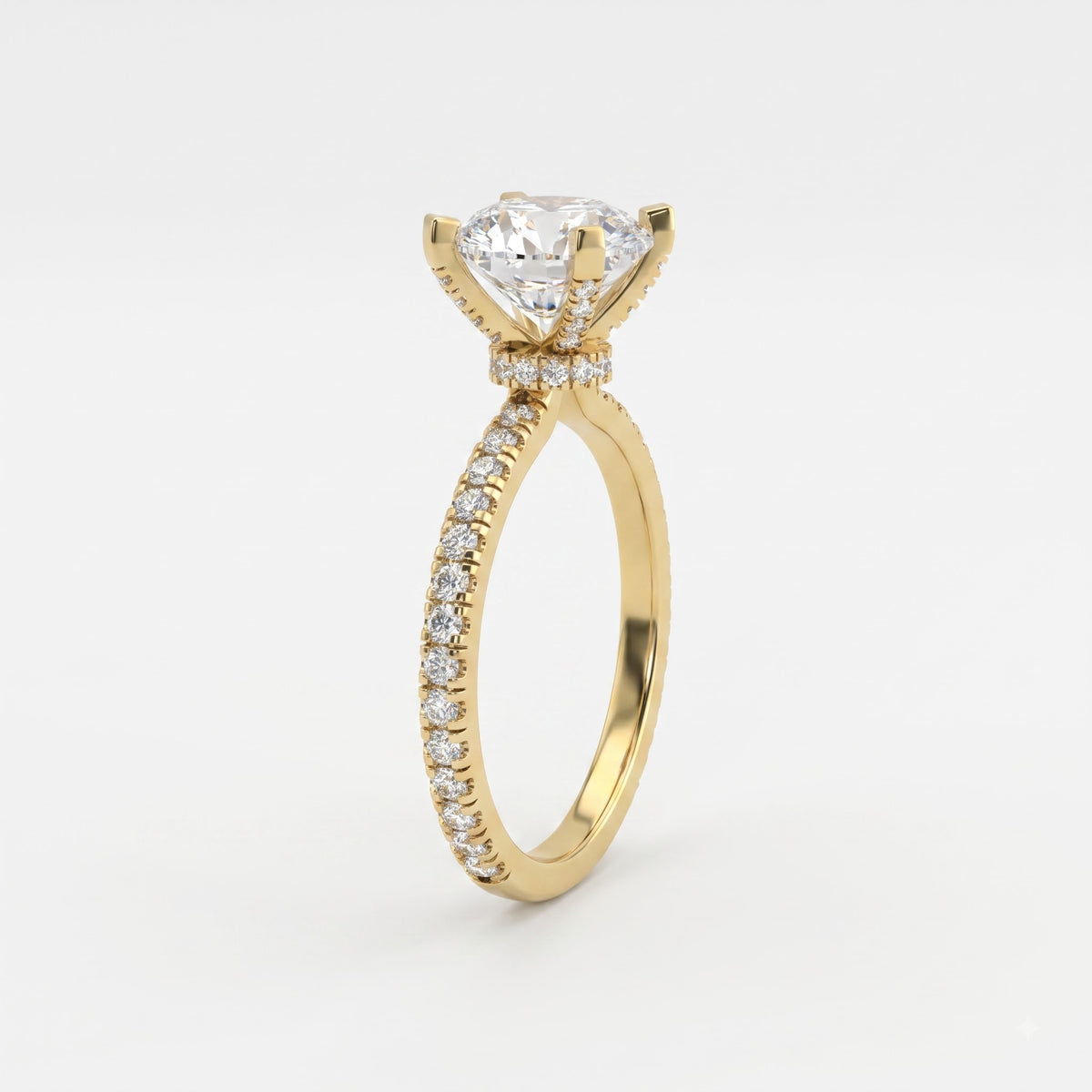 Celestia Aurelia Round Diamond Pavé Hidden Halo Engagement Ring
