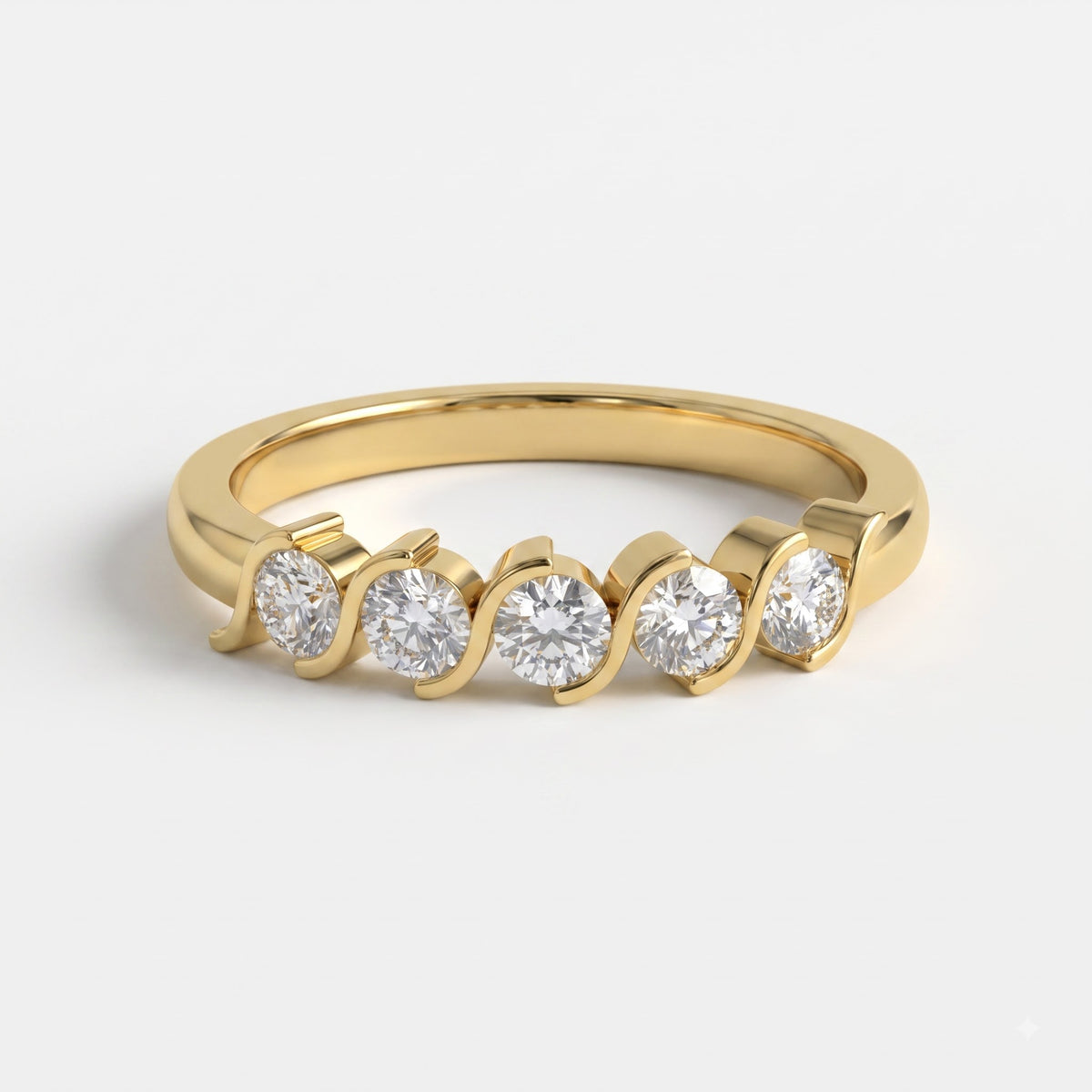Modern Round Diamond Wave Setting Eternity Ring