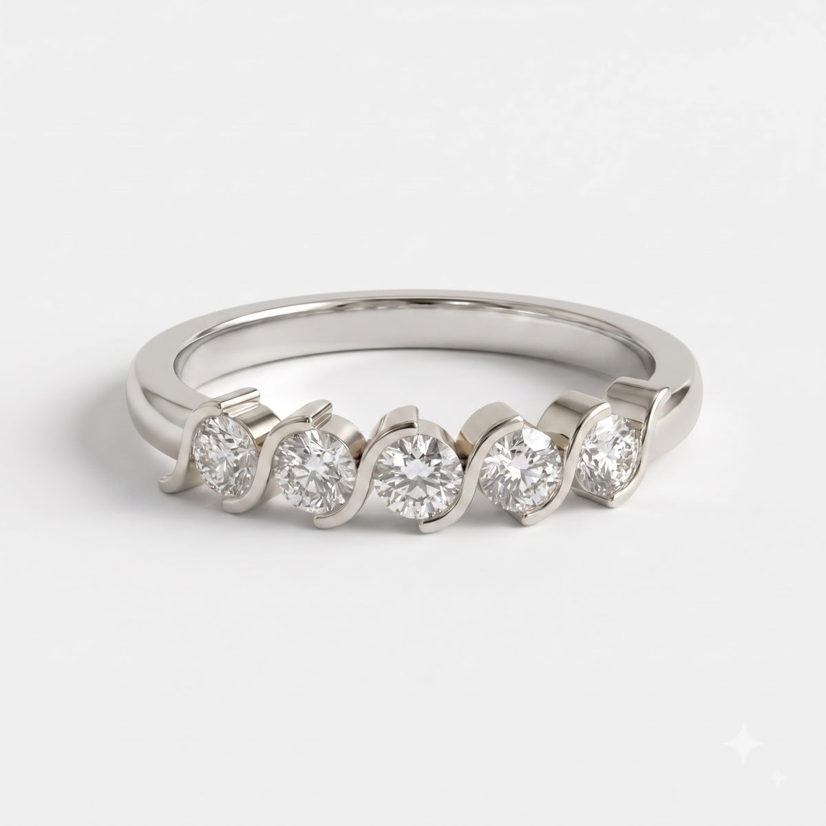 Modern Round Diamond Wave Setting Eternity Ring