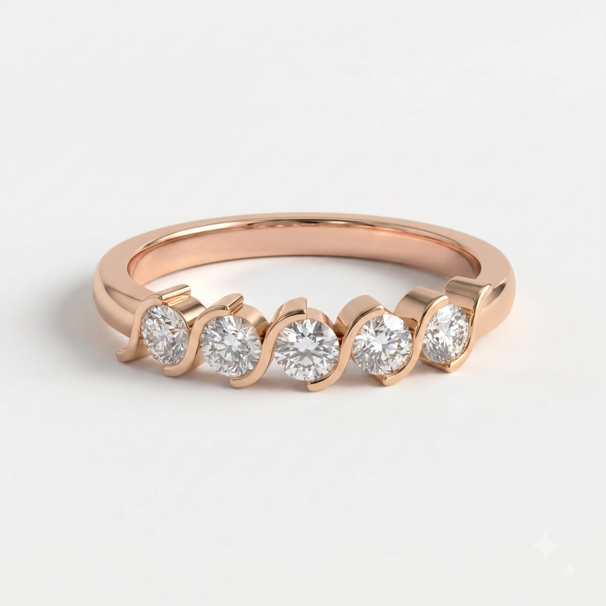 Modern Round Diamond Wave Setting Eternity Ring