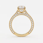 Luxury Vintage Inspired Cushion Cut Diamond Hidden Halo Ring