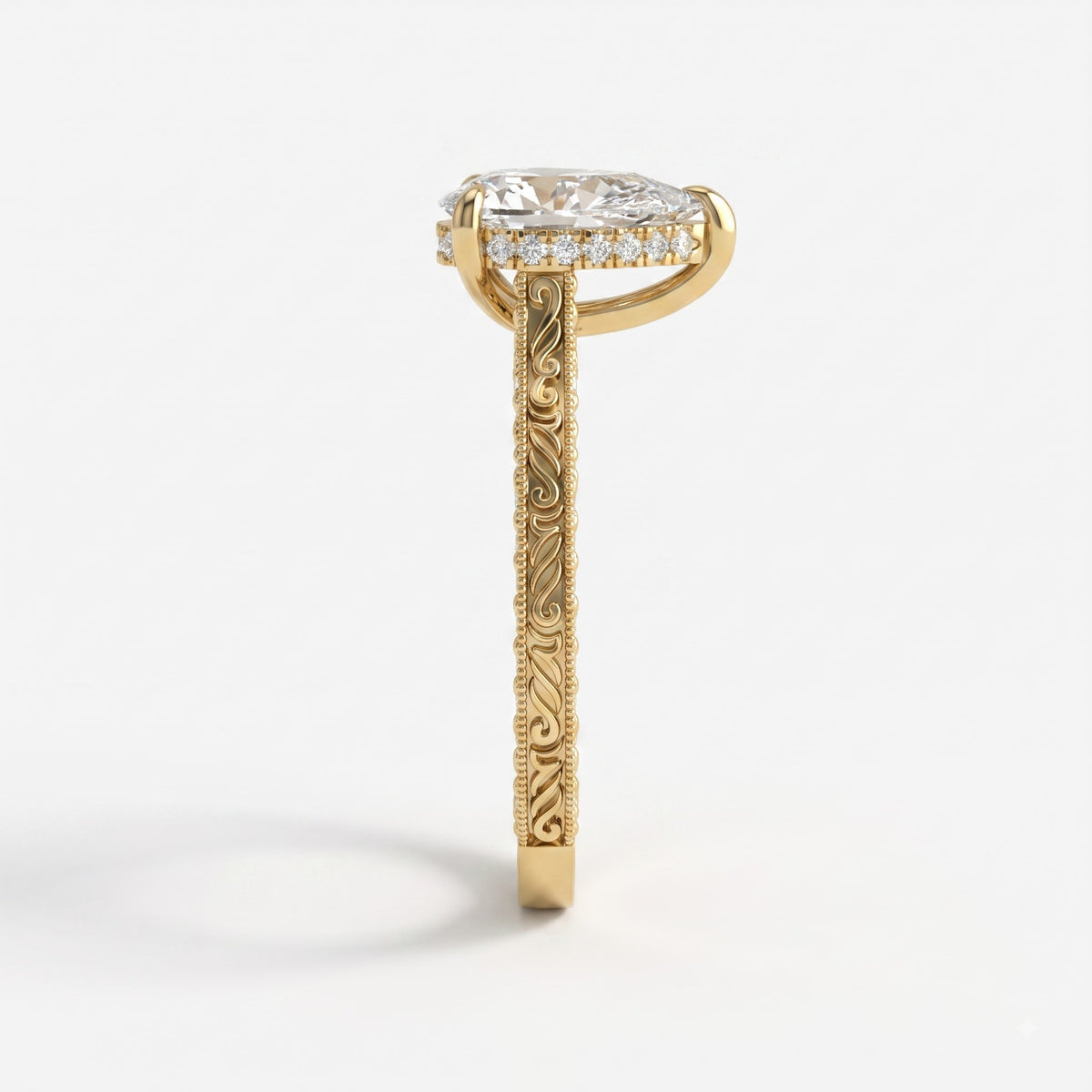 The Aurelia Pear Diamond Hidden Halo Ring