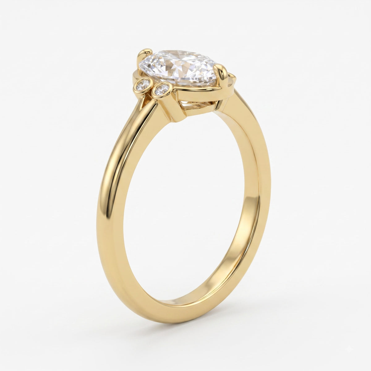 Lumière Bezel Split-Shank Long Cushion Diamond Side Stone Ring