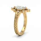 Luxurious Regal Filigree Marquise Diamond Vintage Ring