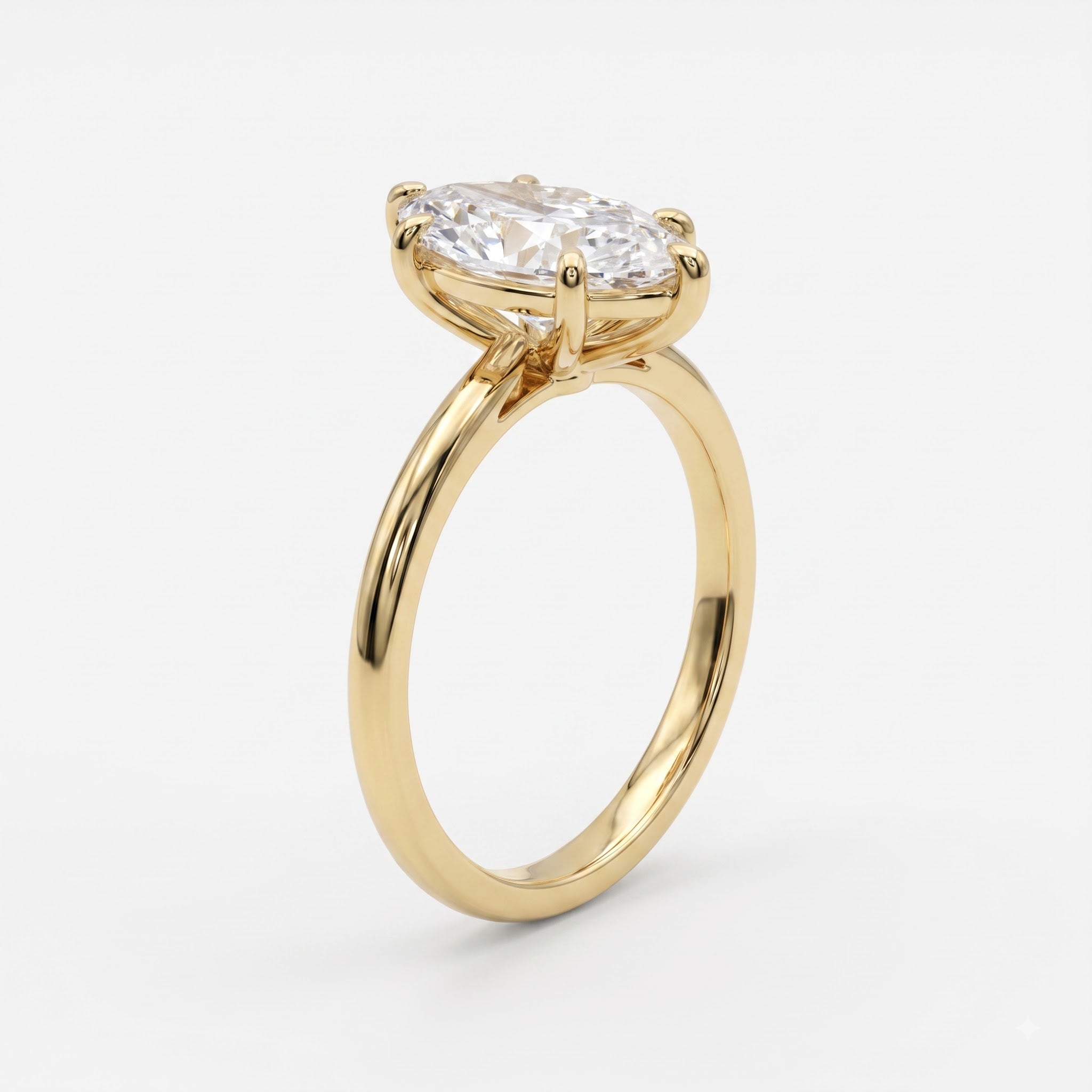 Elongated Marquise Diamond Solitaire Engagement Ring