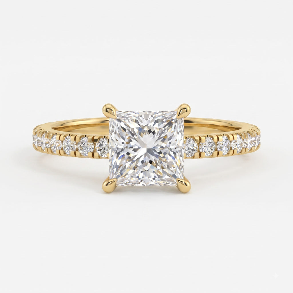 The Aurelia Princess Cut Diamond Pave Setting Engagement Ring