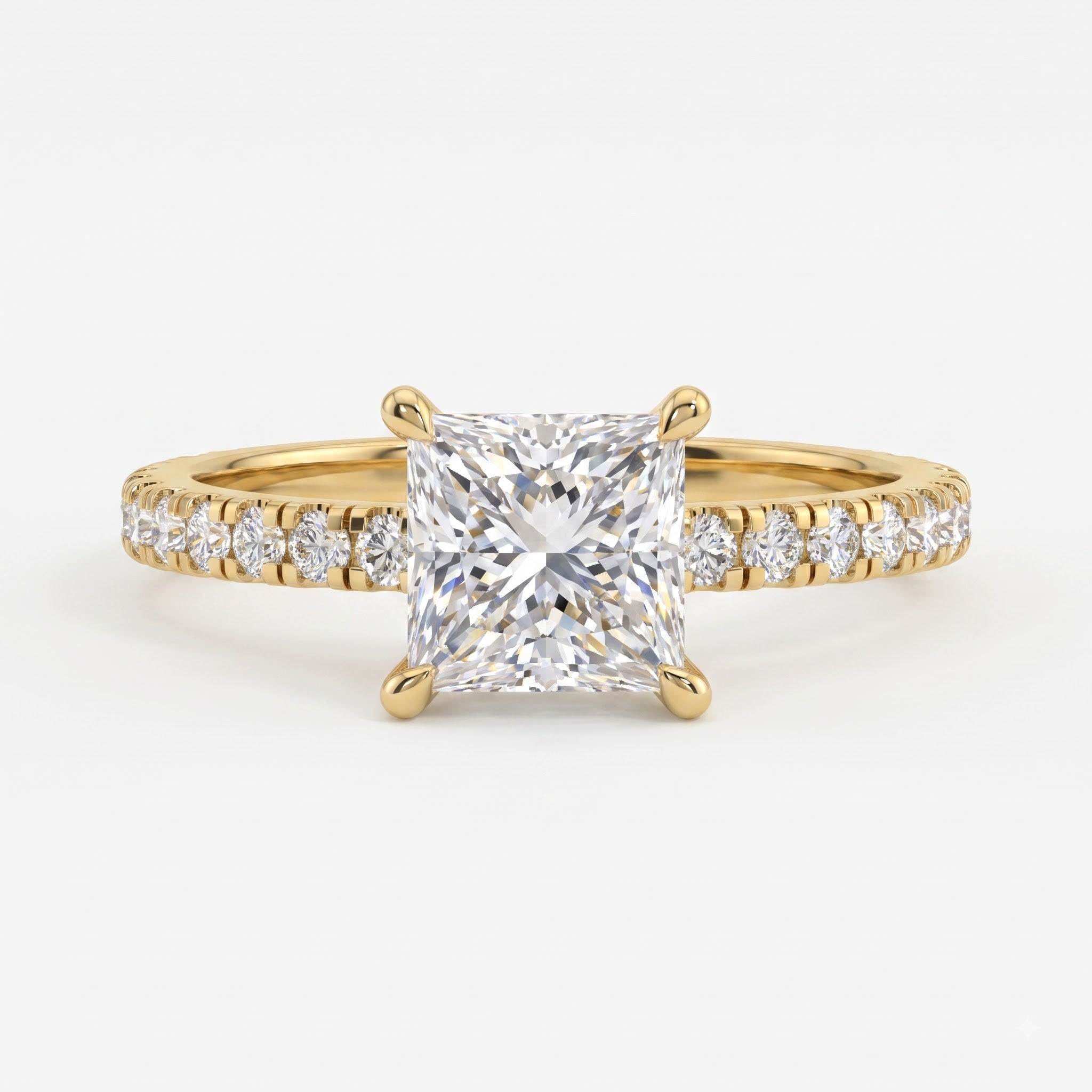 The Aurelia Princess Cut Diamond Pave Setting Engagement Ring