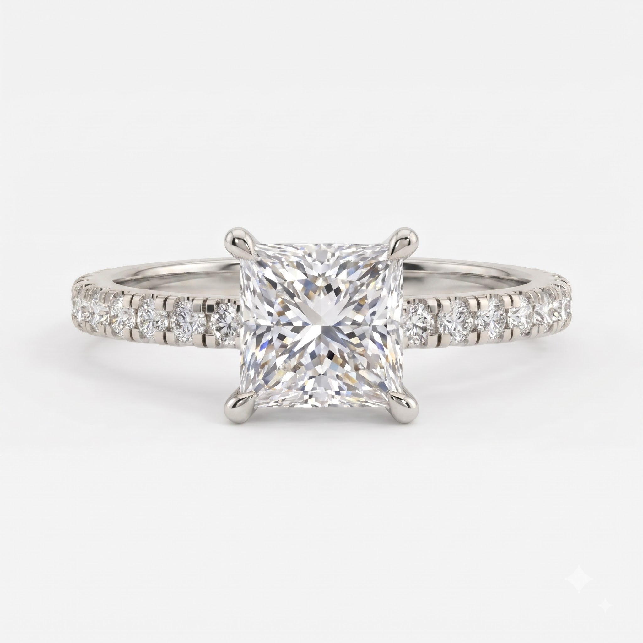 The Aurelia Princess Cut Diamond Pave Setting Engagement Ring