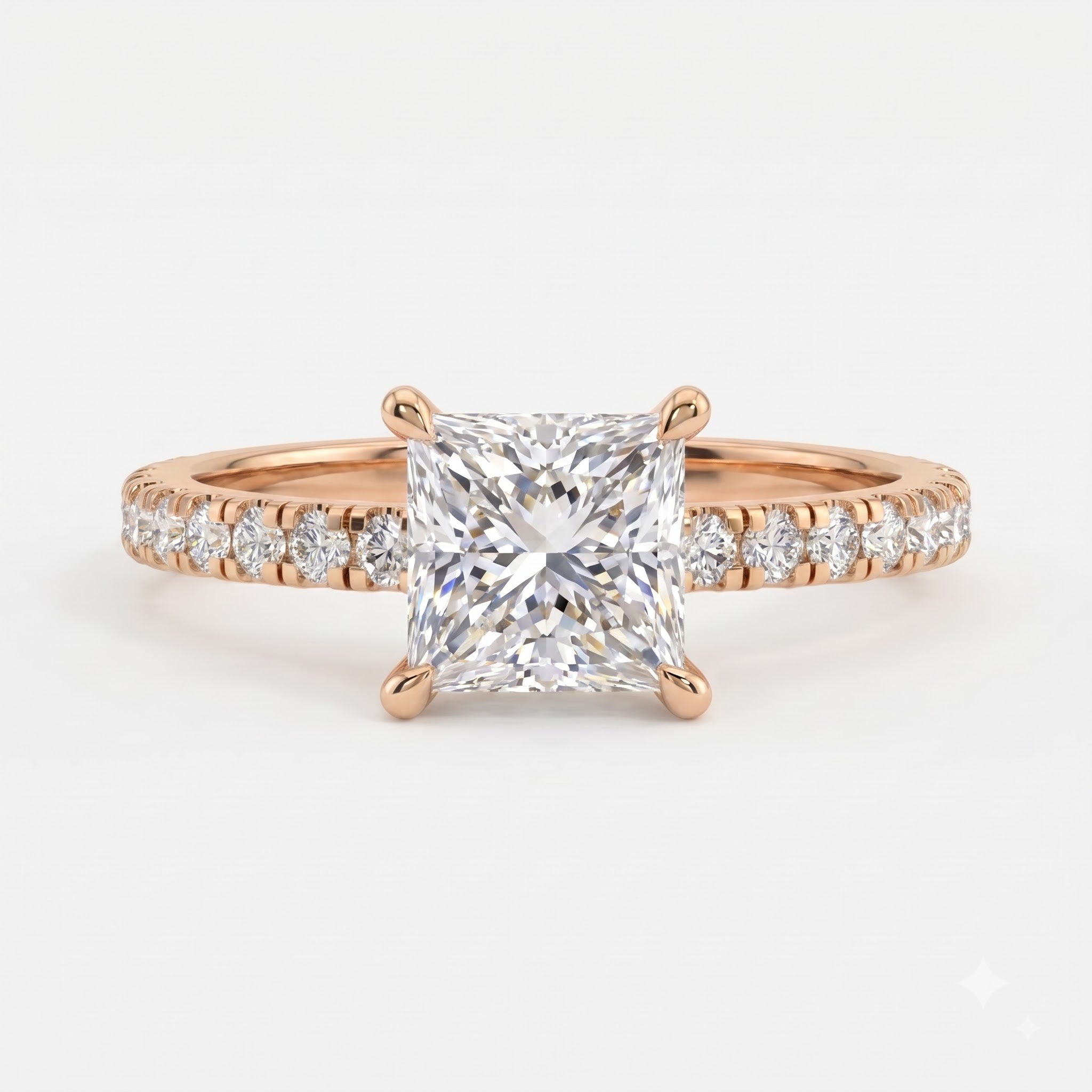 The Aurelia Princess Cut Diamond Pave Setting Engagement Ring