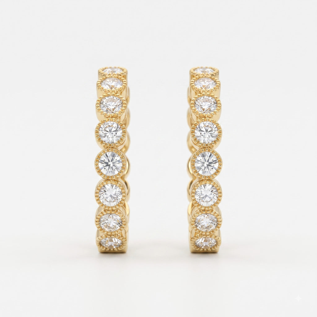 Aureline Brilliant Round Diamond Hoops Earrings