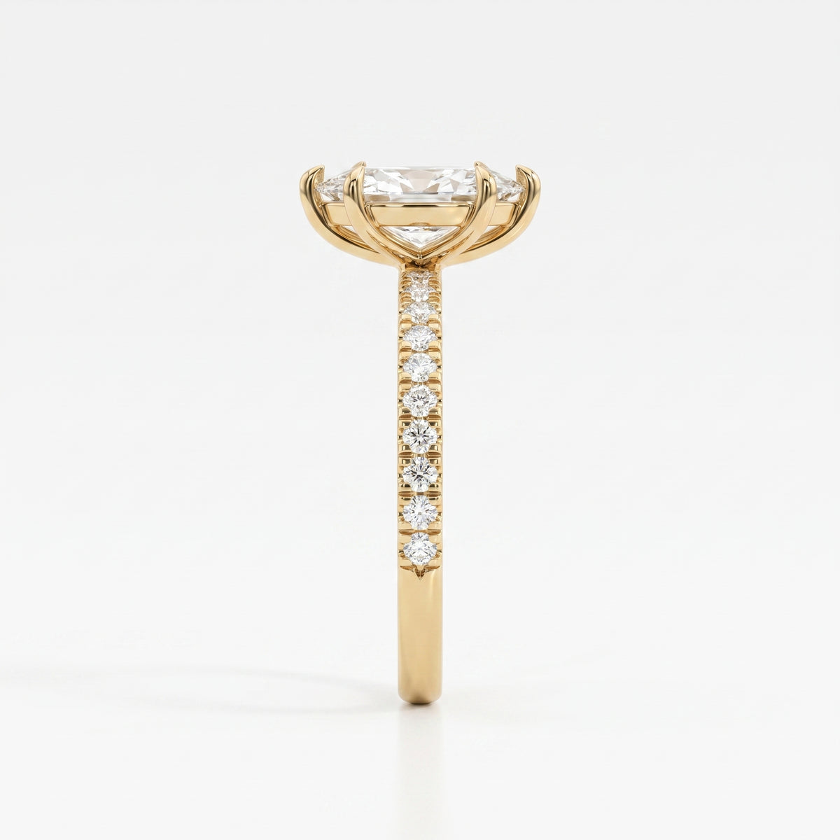 Modern Marquise-cut diamond Pavé Side Stone Ring