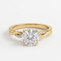 Round Brilliant Twisted Split-Shank Pavé Side Stone Engagement Ring