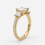 Regal Élan Princess-Cut Diamond Side Stone Ring