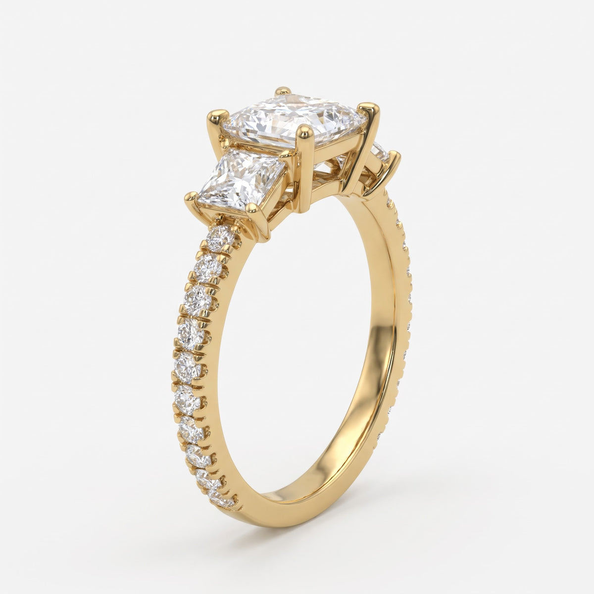 Regal Élan Princess-Cut Diamond Side Stone Ring