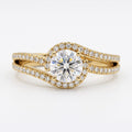 The Celestial Embrace Round Diamond Side Stone Ring